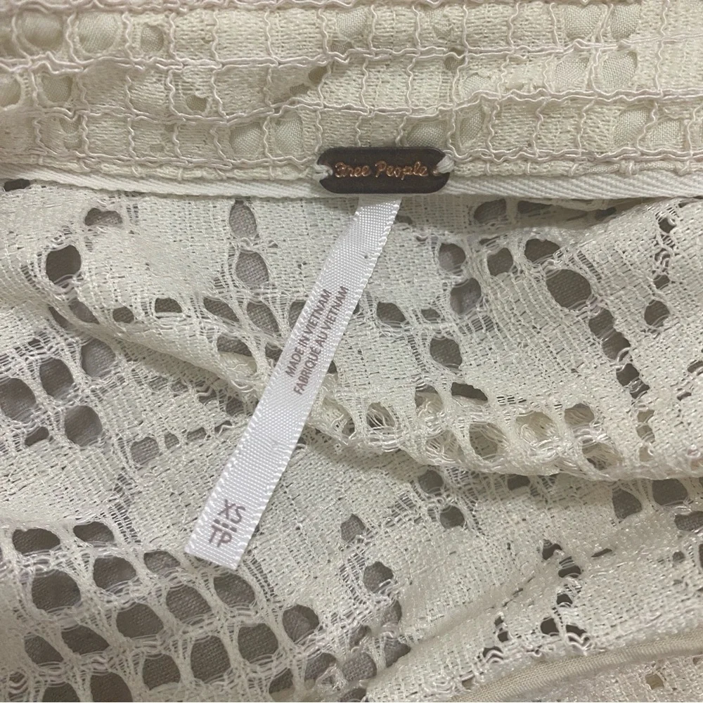 Free People Beige Lace Button-Down‎ Shirt